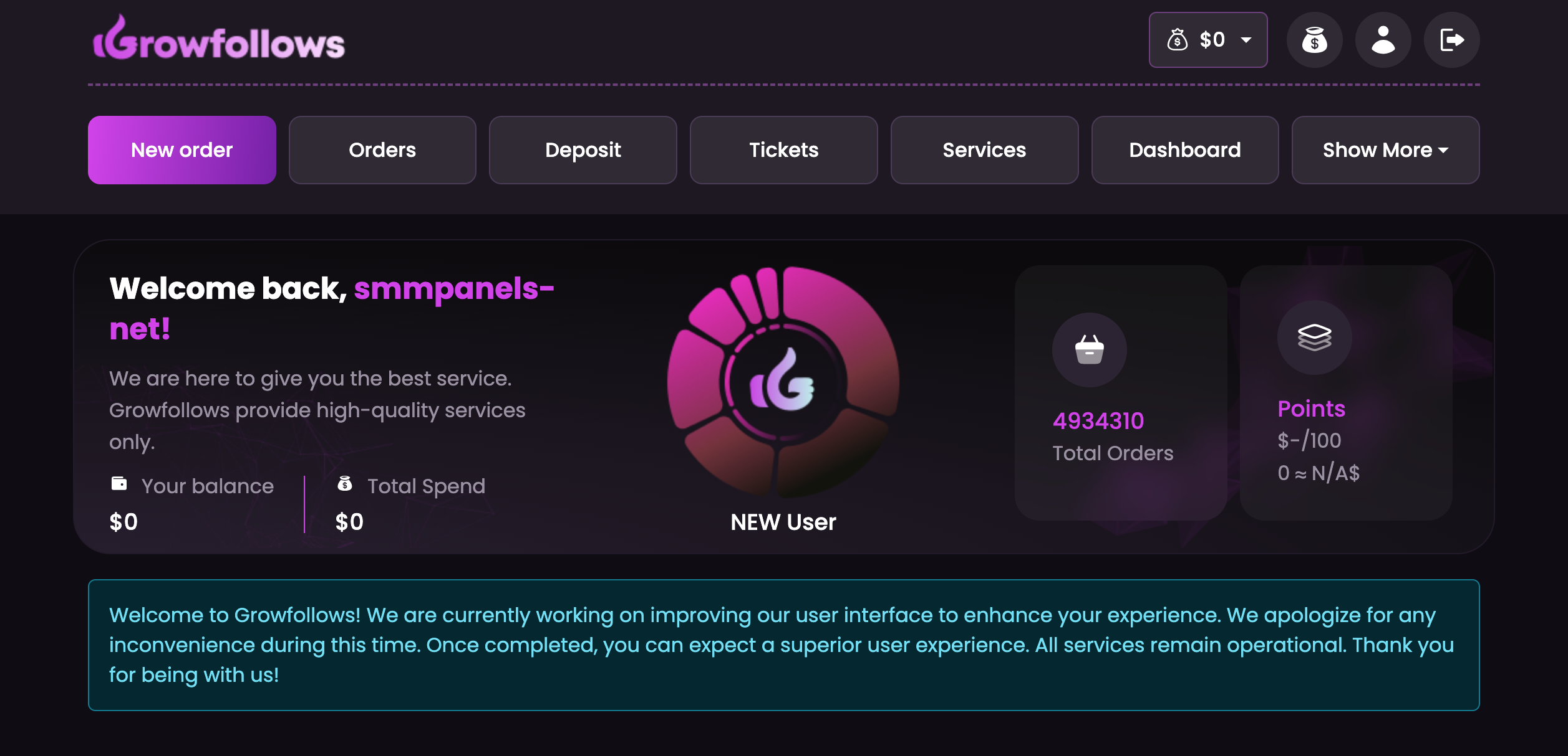 GrowFollows.com Panel Image